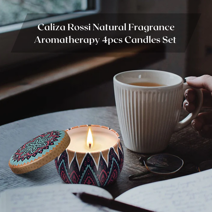Caliza Rossi Natural Fragrance Aromatherapy 4pcs Candles Set with Personalised Gift Card Message [CU003]