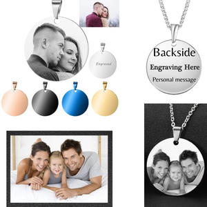 Caliza Rossi Personalised Photo & Message Engraved Necklace For Her [CU001]
