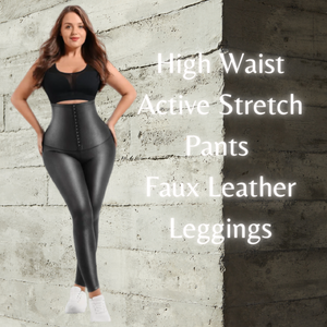 Caliza Rossi High Waist Active Stretch Pants Faux Leather Leggings