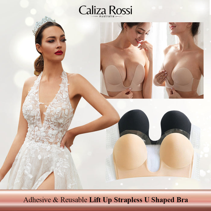 Caliza Rossi Adhesive & Reusable Lift Up Strapless U Shaped Bra [SW005]