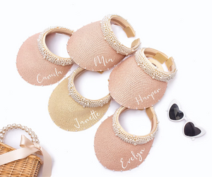 Caliza Rossi Custom Text Pearls Glitters Bridal Party Hats [BB004]